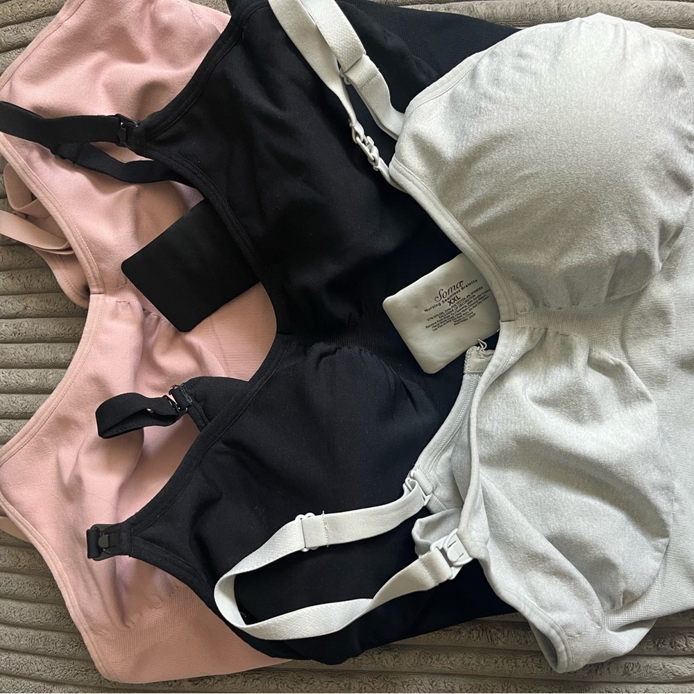 Soma Nursing Seamless Bralette - 3 bras gray, black, pink